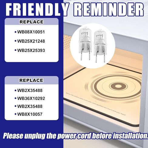 5pcs Microwave Halogen Light Bulbs 130V 50W, Bright Replacement Microwave Oven Bulb Compatible with GE CVM DVM HVM JNM Series, Replaces WB08X10051 WB25X21248 WB02X35488 and More in Kuwait