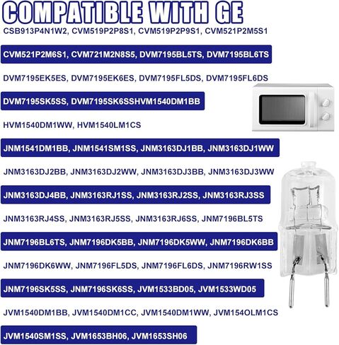 5pcs Microwave Halogen Light Bulbs 130V 50W, Bright Replacement Microwave Oven Bulb Compatible with GE CVM DVM HVM JNM Series, Replaces WB08X10051 WB25X21248 WB02X35488 and More in Kuwait