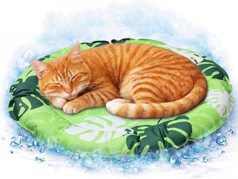 Drydiet Pet Cooling Mat for Cats and Small Dogs, 20.1'' x 20.1'' Thickened Round Blue Pad Anti-Grab Internal Gel Without Water Filling, Lightweight, Washable, Playmat for Indoor/Outdoor in Kuwait