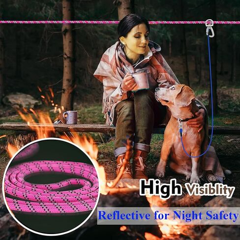 Dog Tie Out Cable for Camping, Adjustable 50/100ft Trolley Runner Cable for Two Dogs up to 300 lbs, Dog Lead Line with 360° Movable Clasp in Saudi Arabia
