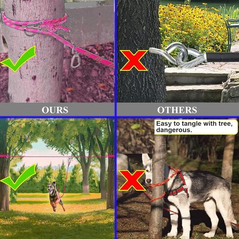 Dog Tie Out Cable for Camping, Adjustable 50/100ft Trolley Runner Cable for Two Dogs up to 300 lbs, Dog Lead Line with 360° Movable Clasp in Saudi Arabia