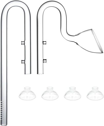 LINLAN 17mm Glass Lily Pipe, Inflow and Outflow, Fits 16/22mm (5/8" i.d.) Filter Hose for Aquarium Planted Tank in Kuwait