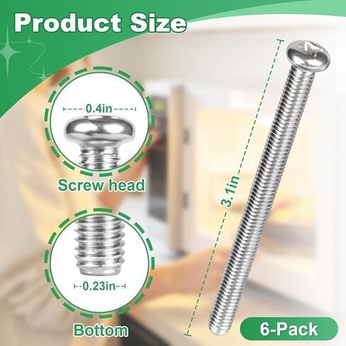 6-Pack WP8169704 Microwave Top Mounting Screw, Replacement Bolts for Over-The-Range Microwave Installation, Replaces 8169704, AP6011694, PS11744892 in Kuwait