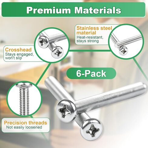 6-Pack WP8169704 Microwave Top Mounting Screw, Replacement Bolts for Over-The-Range Microwave Installation, Replaces 8169704, AP6011694, PS11744892 in Kuwait