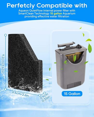 10 Pack Small Aquarium Filter Cartridges Compatible with Aqueon SmartClean Power Filter 15G & for QuietFlow Internal Filter, Replacement Fish Tank Filter Cartridge Small, 3.62 x 2.6 Inch in Kuwait