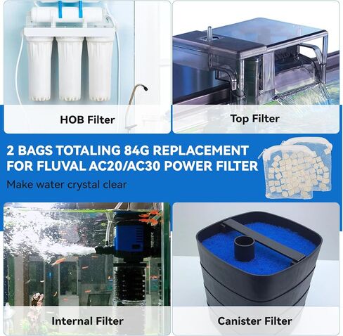 84g 2 Bags Bio-max Filter Media, Replacement Biomax Bio Rings for Fluval AC20 AC30 Power Filter 1.5 oz / 42 g, biomax for Aquarium Filter, for Use in Freshwater & Saltwater Aquariums in Kuwait