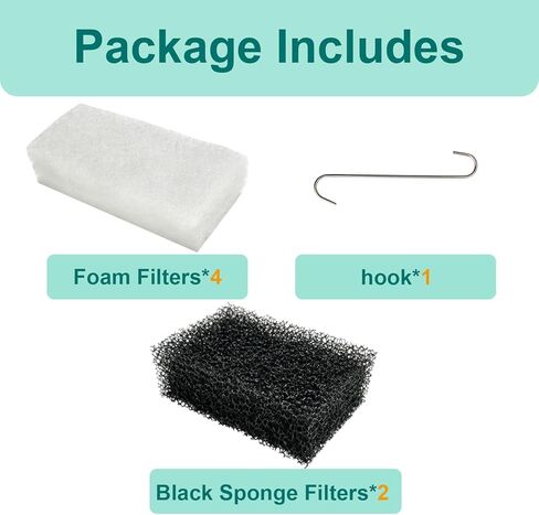 5-Pack Aquarium Filter Media Set Compatible with SYSENCIAGA 1.2 Gallon Desktop Fish Tank 3500 Self-Cleaning Smart Aquarium (Includes 2 Sponge Filters, 2 Foam Filters & 1 Filter Hook) in Kuwait