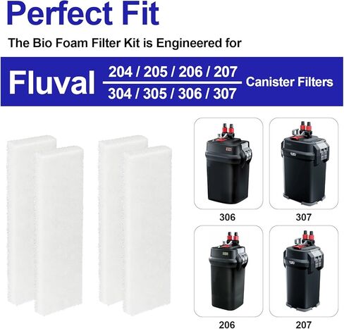 Foam Filter Pad Block for Fluval 204/205/206/207/304/305/306/307 Canister Filters, A222A1 Aquarium Bio Foam Sponge Replacement Kit for Mechanical & Biological Filtration, Non-compressed Packaging-4Pcs in Saudi Arabia