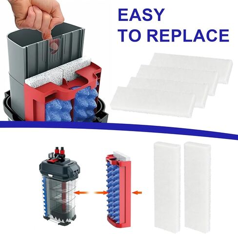 Foam Filter Pad Block for Fluval 204/205/206/207/304/305/306/307 Canister Filters, A222A1 Aquarium Bio Foam Sponge Replacement Kit for Mechanical & Biological Filtration, Non-compressed Packaging-4Pcs in Saudi Arabia