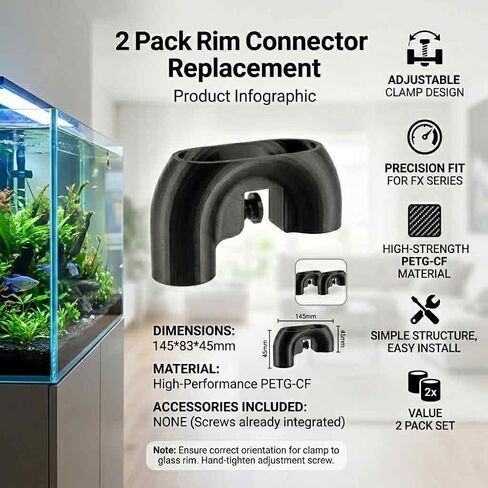 2 حزمة استبدال موصل حافة متوافق مع Fluval FX6 FX4 FX5 FX2 407 406 405 مرشحات علبة، مشبك قابل للتعديل، PETG-CF ألياف الكربون المعززة in Kuwait