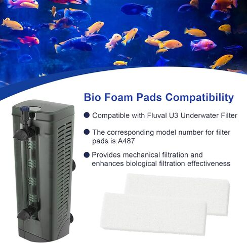 Aquarium Filter Bio Foam Pads Compatible with Fluval U3 Underwater Filter, A487 Replacement Filter Foam for Fish Tank, Filter Sponge Media for Freshwater and Saltwater Tanks, 10 Pack in Kuwait