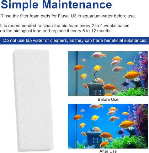 Aquarium Filter Bio Foam Pads Compatible with Fluval U3 Underwater Filter, A487 Replacement Filter Foam for Fish Tank, Filter Sponge Media for Freshwater and Saltwater Tanks, 10 Pack in Kuwait