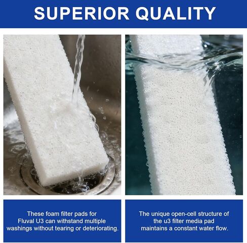 Aquarium Filter Bio Foam Pads Compatible with Fluval U3 Underwater Filter, A487 Replacement Filter Foam for Fish Tank, Filter Sponge Media for Freshwater and Saltwater Tanks, 10 Pack in Kuwait