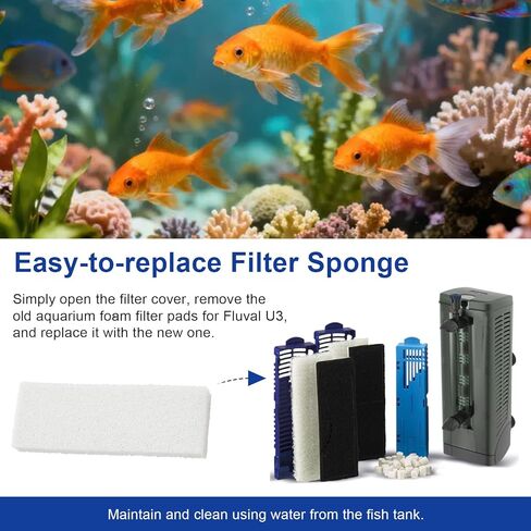 Aquarium Filter Bio Foam Pads Compatible with Fluval U3 Underwater Filter, A487 Replacement Filter Foam for Fish Tank, Filter Sponge Media for Freshwater and Saltwater Tanks, 10 Pack in Kuwait
