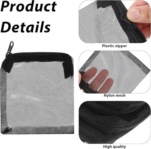 10PCS Aquarium Filter Media Bags, Fish Tank Media Mesh Filter Bags, Reusable Mesh Filters Bag for Activated Carbon, Filter-Stones and Ceramic Rings, Mesh-Net Filters Bag with Zipper (Black, White) in Kuwait