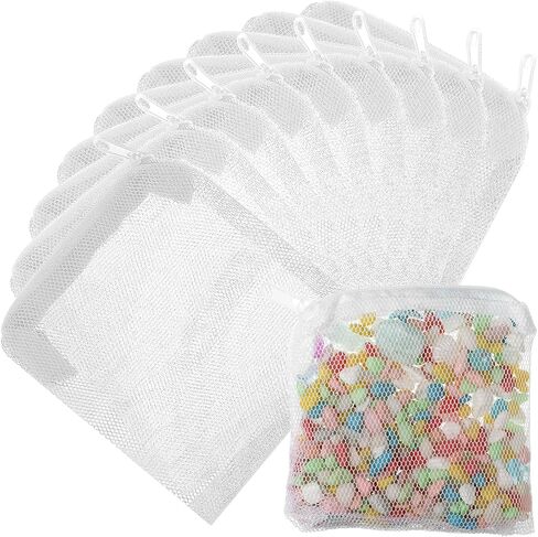 10 قطع من أكياس وسائط فلتر حوض السمك، أكياس فلتر شبكية لخزان الأسماك مقاس 3x4 بوصة، حقيبة مرشحات شبكية قابلة لإعادة الاستخدام للكربون المنشط وأحجار الفلتر وحلقات السيراميك، حقيبة مرشحات شبكية بيضاء بسحاب in Kuwait