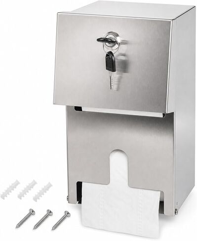 Commercial Double Rolls Toilet Paper Dispenser Holder,Heavy Duty Stainless Steel Tissue Dispenser Wall Mount with Lock,Automatic Touchless Paper Towel Dispenser with Shelf for Kitchen Bathroom in Saudi Arabia