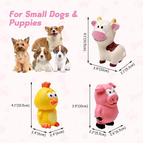 Small Squeaky Dog Toys, 3 Pack Latex Dog Chew Toy Set, Funny Animals Squeaky Balls for Interactive Fetch Play, Soft Rubber Teething Toy for Puppy Small Dogs in Kuwait