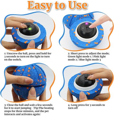 Interactive Dog Toys, Automatic Moving Dog Balls Self Rolling Vibrating Bouncing Ball for Dogs Medium & Large E-TPU Smart Dog Toys Stimulating for Boredom-Blue in Kuwait