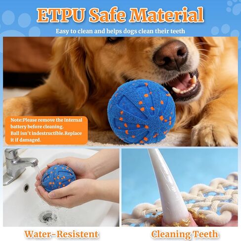 Interactive Dog Toys, Automatic Moving Dog Balls Self Rolling Vibrating Bouncing Ball for Dogs Medium & Large E-TPU Smart Dog Toys Stimulating for Boredom-Blue in Kuwait