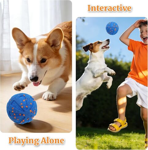 Interactive Dog Toys, Automatic Moving Dog Balls Self Rolling Vibrating Bouncing Ball for Dogs Medium & Large E-TPU Smart Dog Toys Stimulating for Boredom-Blue in Kuwait