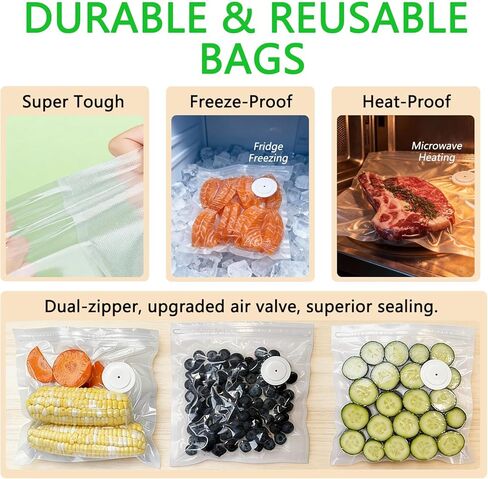 Compact Vacuum Sealer for Food with 30 Reusable Vacuum Bags, Powerful Handheld Wireless Vacuum Sealer Machine, Seal Food 6X Fresh Longer, Portable, Easy-Clean in Kuwait
