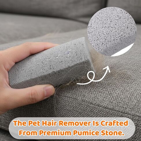 2 Pcs Pet Hair Remover Pumice Stone - pet Hair Removal Tool for Dog Cat Fur Cleaning for Car Interior Couch Furniture Carpet Bedding - Grey Pet Fur Stone 3.94 x 1.97 x 1.38 in in Kuwait