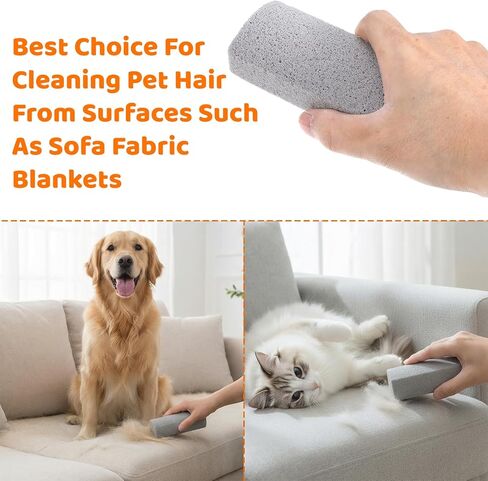 2 Pcs Pet Hair Remover Pumice Stone - pet Hair Removal Tool for Dog Cat Fur Cleaning for Car Interior Couch Furniture Carpet Bedding - Grey Pet Fur Stone 3.94 x 1.97 x 1.38 in in Kuwait
