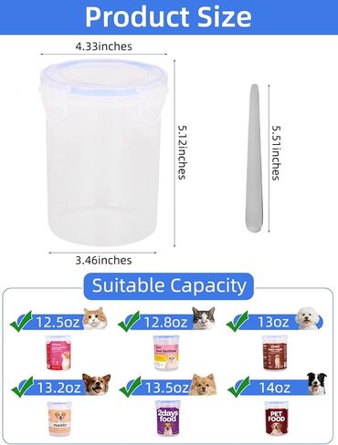 Reusable Wet dog food container for fridge, Dog Food Can Lids Keeps Food Fresh, Easy to Use, Includes Stainless Steel Spoon & Can covers for dog food cans, pet food storage containers in Kuwait