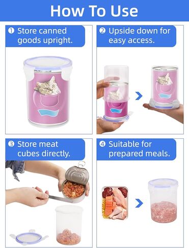 Reusable Wet dog food container for fridge, Dog Food Can Lids Keeps Food Fresh, Easy to Use, Includes Stainless Steel Spoon & Can covers for dog food cans, pet food storage containers in Kuwait
