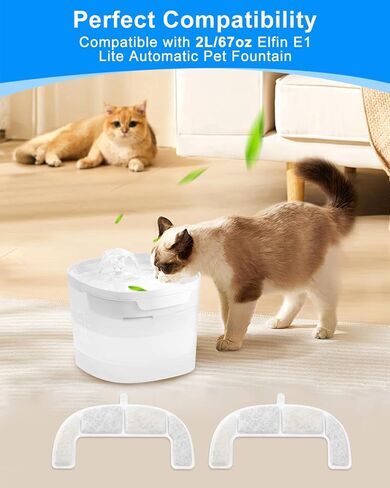 12 Pack Cat Water Fountain Filter Replacement Fit for Elfin E1 Lite 2L/67oz Cat Water Fountain, Dog Water Fountain Filters Replacement Fit for Elfin E1 Lite 2L/67oz, Multilayer Filters System in Kuwait