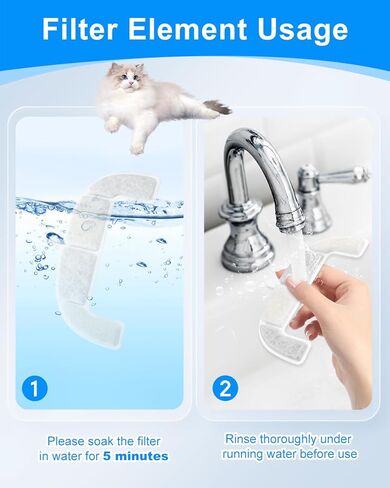12 Pack Cat Water Fountain Filter Replacement Fit for Elfin E1 Lite 2L/67oz Cat Water Fountain, Dog Water Fountain Filters Replacement Fit for Elfin E1 Lite 2L/67oz, Multilayer Filters System in Kuwait