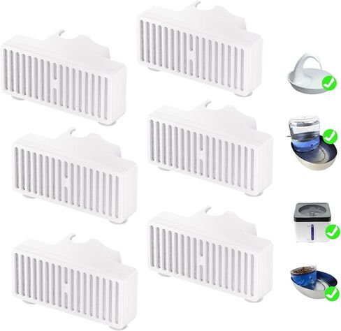 6-Pack T-Shaped Pet Fountain Filter, 3-Layer Carbon Replacement Filter Compatible with Pioneer Swan Serene Mini Vortex Food & Water Station Fountain for Cat Dog Drinking Water in Kuwait