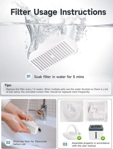 6-Pack T-Shaped Pet Fountain Filter, 3-Layer Carbon Replacement Filter Compatible with Pioneer Swan Serene Mini Vortex Food & Water Station Fountain for Cat Dog Drinking Water in Kuwait