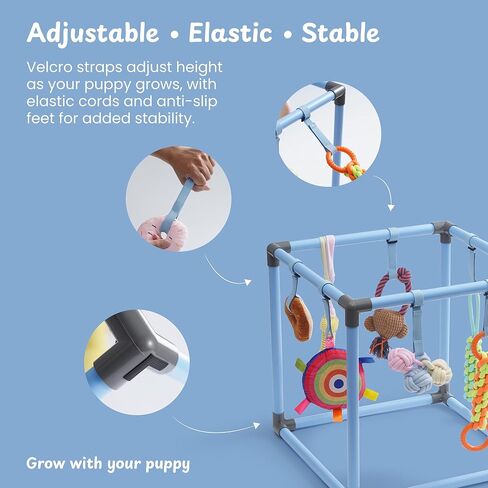 Nocciola Puppy Play Gym with 8 Hanging Toys, Indoor Jungle Gym Activities Center Playground for Puppies, Squeaky Plush Stuffed Dog Toys & Bonus Poop Bags, Pet Gifts for Dog Owners in Kuwait