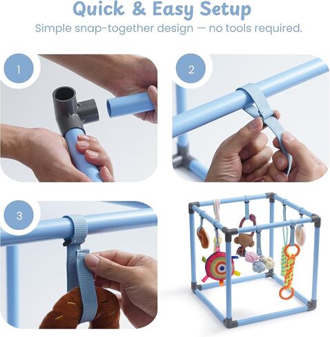 Nocciola Puppy Play Gym with 8 Hanging Toys, Indoor Jungle Gym Activities Center Playground for Puppies, Squeaky Plush Stuffed Dog Toys & Bonus Poop Bags, Pet Gifts for Dog Owners in Kuwait