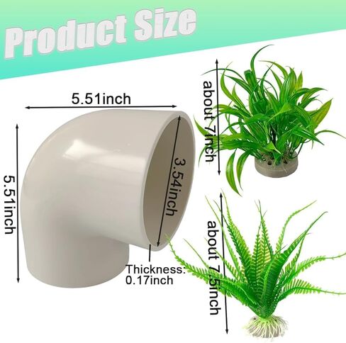 Axolotl Hide Tube and 2 Artificial Plants for Aquarium, Axolotl Cave and Aquatic Plant Set, Aquarium Decor Set, Safe Hide Tube & Green Plants for Axolotl, Fish, Turtles ,Fish, Tank Decorations Accesso in Kuwait