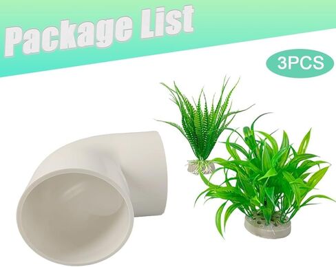 Axolotl Hide Tube and 2 Artificial Plants for Aquarium, Axolotl Cave and Aquatic Plant Set, Aquarium Decor Set, Safe Hide Tube & Green Plants for Axolotl, Fish, Turtles ,Fish, Tank Decorations Accesso in Kuwait