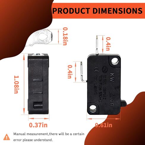 KW7-0 Micro Switch, Replacement for Air Fryer XL, Power XL, Vortex, Microswitches for Microwave Oven & Induction Cooker - Normally Open, 16A 125V/250V, 2Pins(Normally Open)(2-Pack) in Kuwait