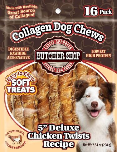 Butcher Shop 5 Inch Deluxe Chicken Twists for Dogs, 16 Pack in Kuwait