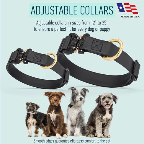 Viper BioThane Dog Collar with Cobra Metal Buckle – Tactical, Odor Resistant, Waterproof Collars for Large Dogs & Medium Dogs – Made in USA (L 12-19in W 3/4in, Black) in Kuwait