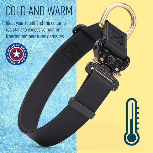 Viper BioThane Dog Collar with Cobra Metal Buckle – Tactical, Odor Resistant, Waterproof Collars for Large Dogs & Medium Dogs – Made in USA (L 12-19in W 3/4in, Black) in Kuwait