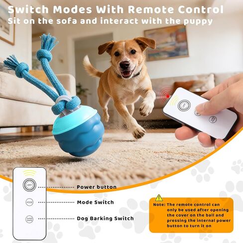 Interactive Dog Toys with Remote Control - 4 Play Modes, Obstacle Avoidance & Replaceable Chew-Resistant Rope, USB Rechargeable Automatic Moving Ball, Mental Stimulation for Small Medium Dogs in Kuwait