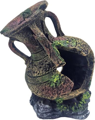 Aquarium Decoration - Fish Tank Cave Decoration Accessories Resin Classical Ceramic Jar Decoration Betta Fish, Shrimp, Cichlid Rest, Entertainment, and Breeding Spacious Hide and Play Place in Kuwait