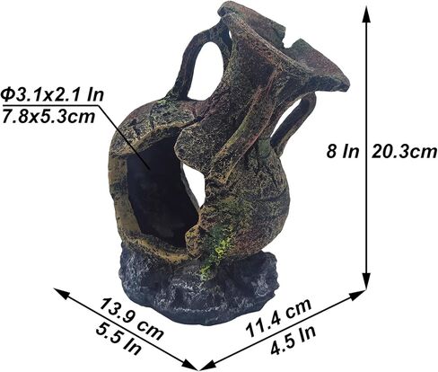 Aquarium Decoration - Fish Tank Cave Decoration Accessories Resin Classical Ceramic Jar Decoration Betta Fish, Shrimp, Cichlid Rest, Entertainment, and Breeding Spacious Hide and Play Place in Kuwait