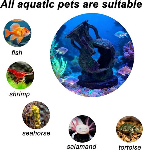 Aquarium Decoration - Fish Tank Cave Decoration Accessories Resin Classical Ceramic Jar Decoration Betta Fish, Shrimp, Cichlid Rest, Entertainment, and Breeding Spacious Hide and Play Place in Kuwait