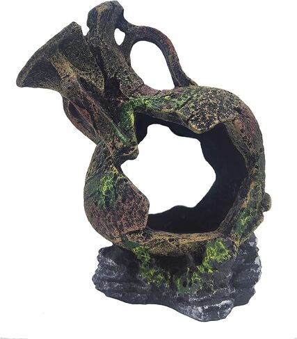 Aquarium Decoration - Fish Tank Cave Decoration Accessories Resin Classical Ceramic Jar Decoration Betta Fish, Shrimp, Cichlid Rest, Entertainment, and Breeding Spacious Hide and Play Place in Kuwait