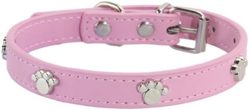 Dog Collar with Cute Paw Rivet Studded Funny Soft PU Leather Adjustable Puppy Dog Collars for Small Medium Large Dogs Cats in Kuwait