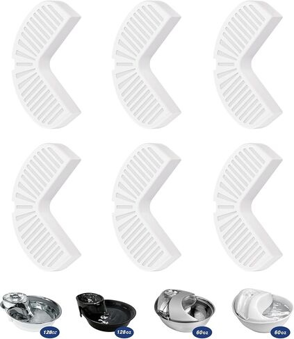 6 Pack L-Shaped Replacement Filters for Pioneer Big Max & Raindrop Cat & Dog Water Fountains, Stainless Steel & Ceramic Versions, Activated Carbon Filtration, Easy-to-Change, BPA-Free in Kuwait