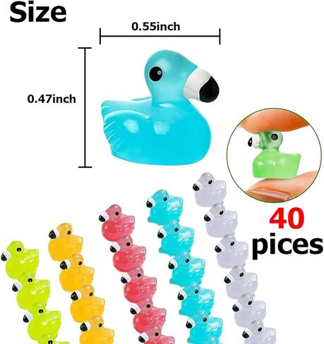 40pcs Glow-in-the-Dark Mini Resin Animal Flamingos - Miniature Garden Figurines, Colorful Garden Decor, Aquarium Decoration - 6 Colors Mixed in Kuwait